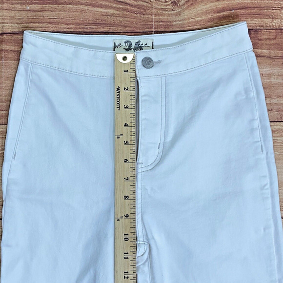 We The Free People Flare Pants Size 26 High Waist Wide Leg Raw Hem Winter White - Picture 6 of 10